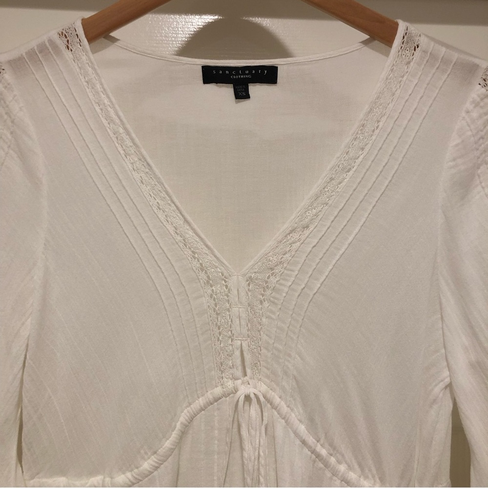 SANCTUARY White 100% Cotton Beach Vibes Dress Flared Sleeves Size XS Beautiful! - Picture 2 of 14